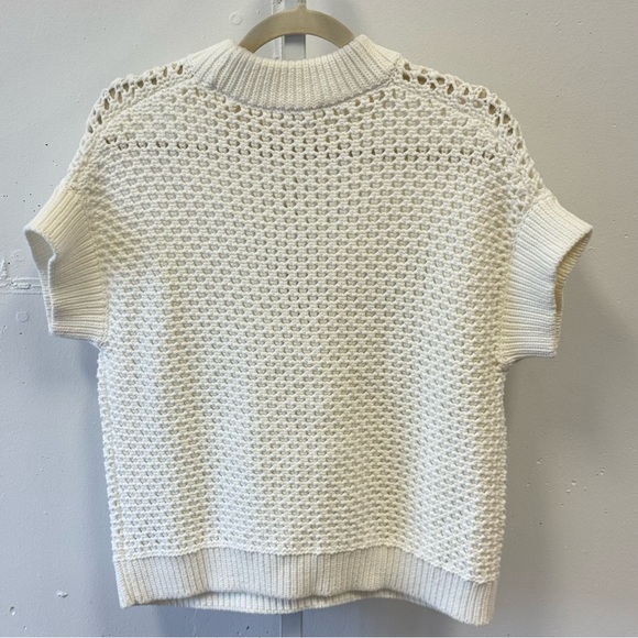 Haven Organic Cotton Knot Stitch Crewneck Sweater Oversized Chunky Boxy White XS - Picture 3 of 12